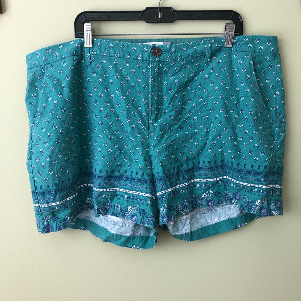 Old Navy Teal Patterned Women Shorts